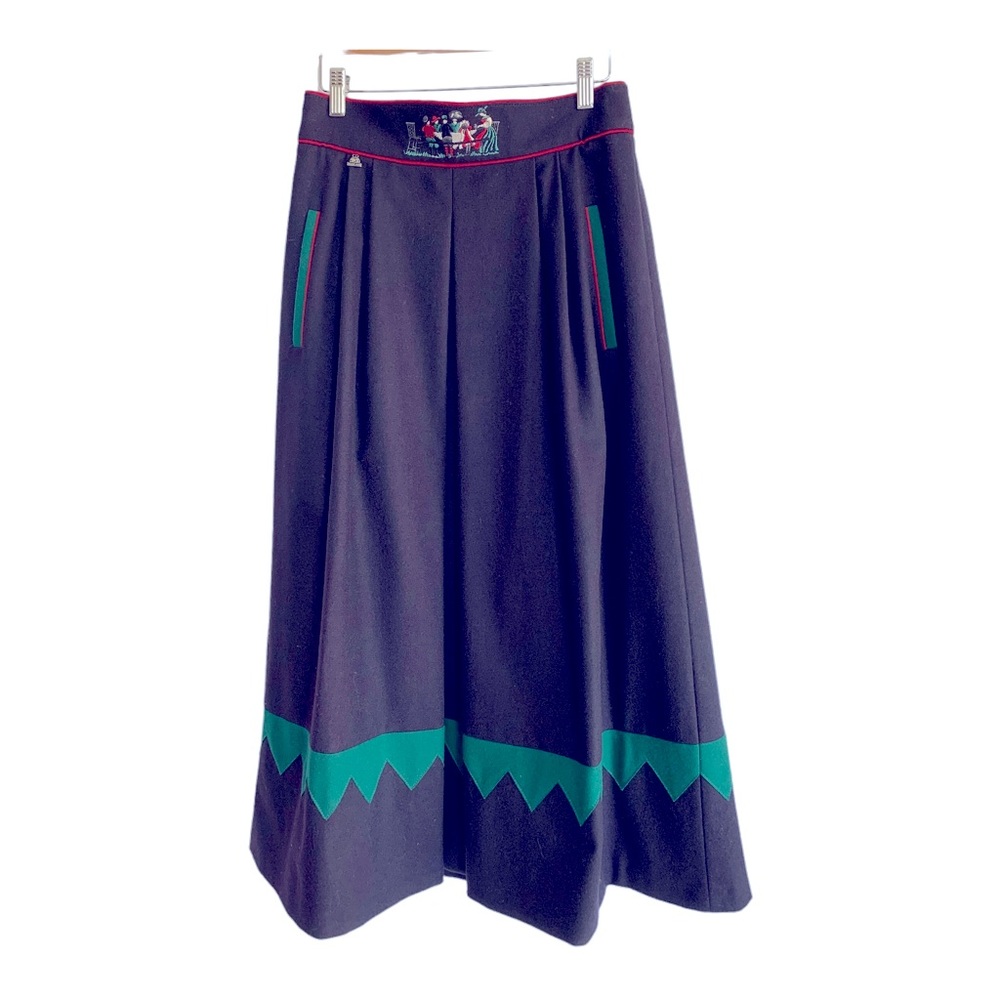 Julius Lang Navy Blue Maxi Wool Skirt Sz 40